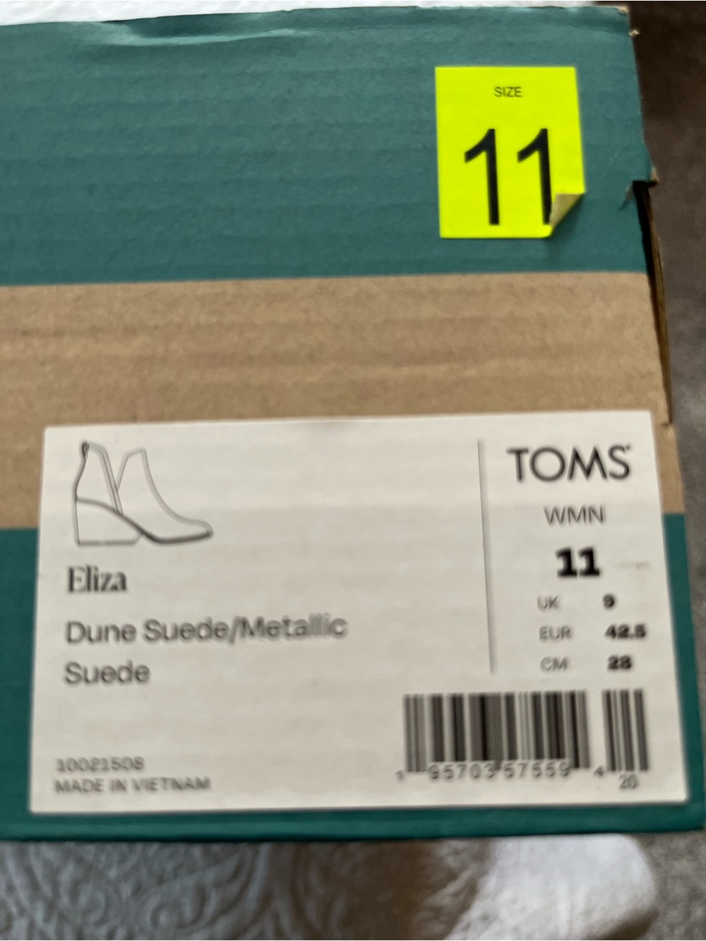 TOMS ELIZA DUNE SUEDE Ladies Size 11 Medium Ankle Boots In Tan Color - Picture 10 of 12